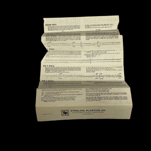 Vintage Sterling Plastics Slide Rule 10 In 584 Plastic Case Paperwork USA Made - Picture 5 of 13